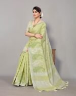 Paisley Embroidered Saree with Tassels - Image 3