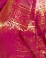 Floral Woven Silk Saree with Zari Border - Image 4