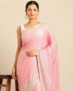 Women Embellished Saree with Contrast Border - Image 4