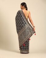 Women Woven Saree with Tassels - Image 2